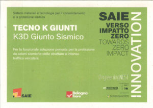 Tecno K Giunti Seismic Joint Covers Premiazione K3D SAIE Innovation 2016